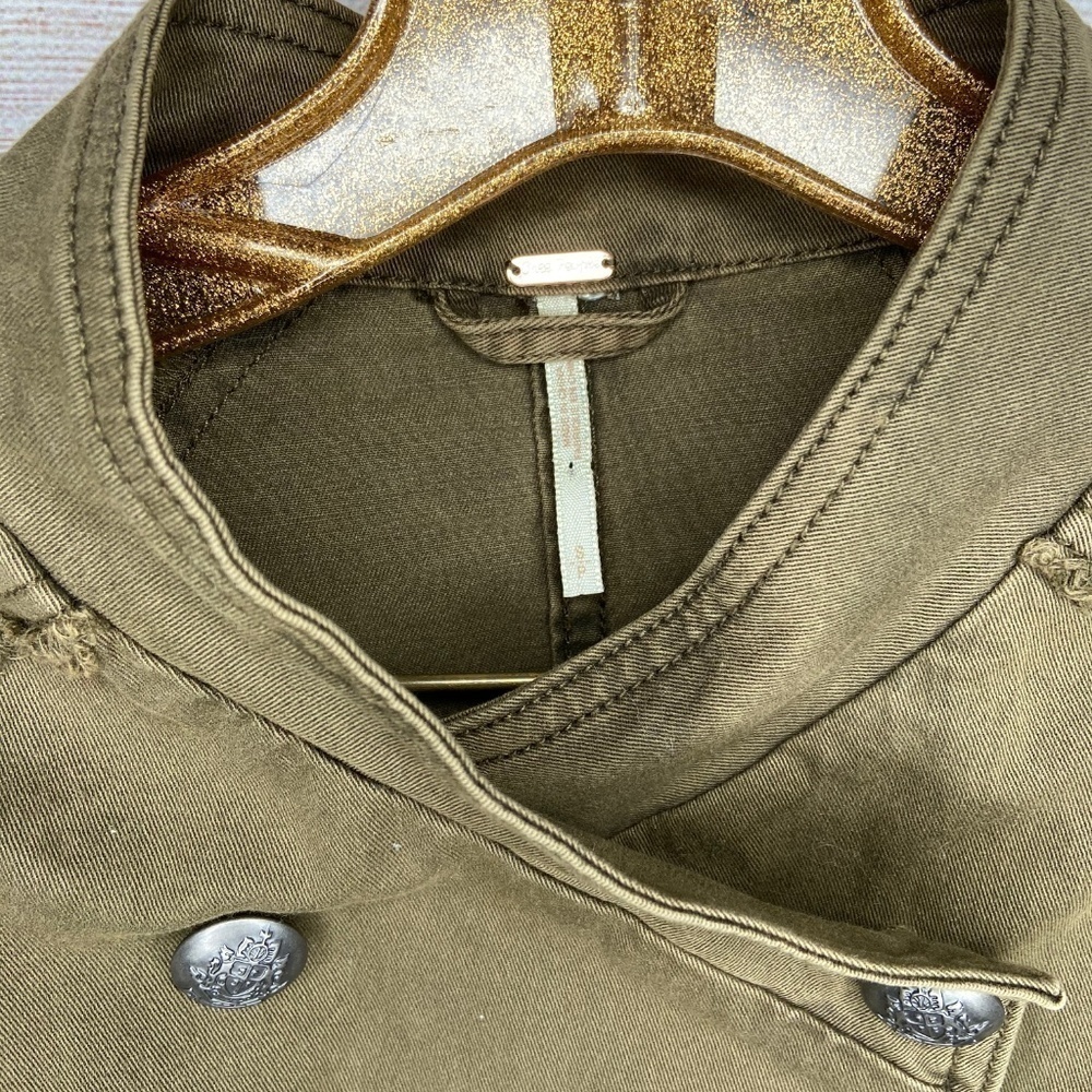 Free People Olive Military Jacket Peplum Hem - Picture 5 of 8
